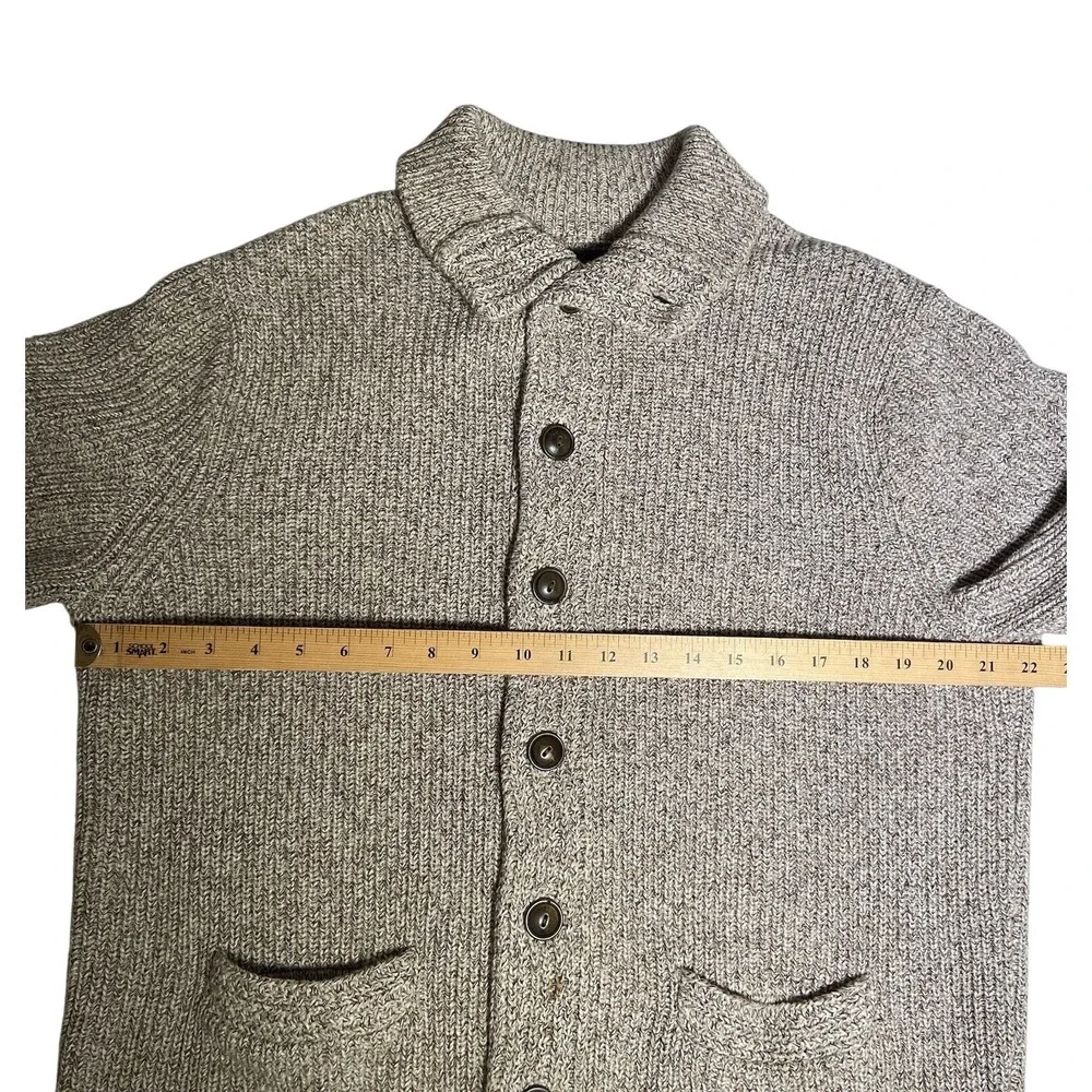J.Crew Cotton Cardigan Mens L Oatmeal Marled Knit Button Front‎